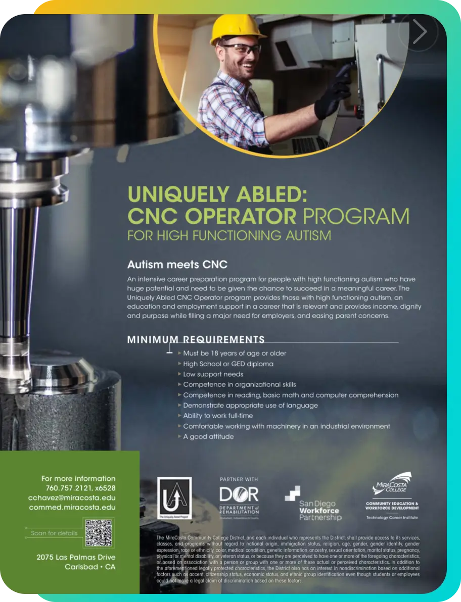 Free CNC Machining Training Program for Autistic Individuals